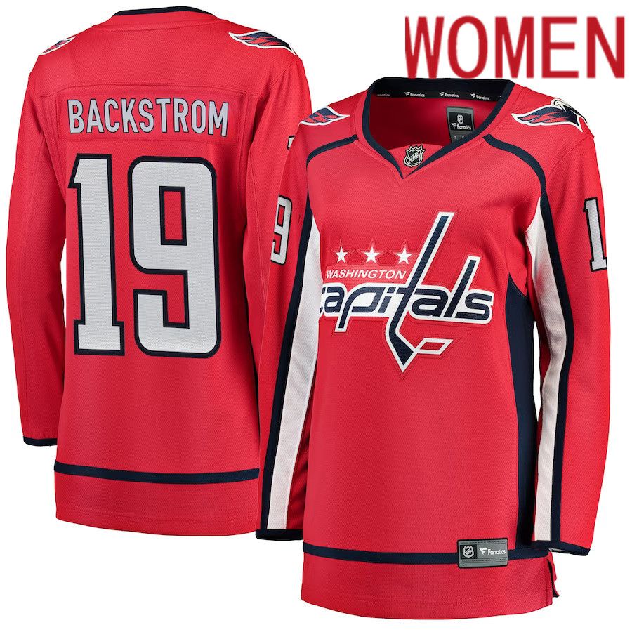 Women Washington Capitals #19 Nicklas Backstrom Fanatics Branded Red Home Breakaway Player NHL Jersey